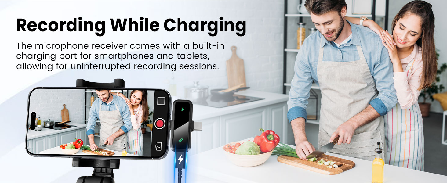 Беспроводной петличный микрофон Dual Set - Plug & Play, с автоматическим сопряжением, шумоподавлением, для iPhone, Android, USB-C устройств, YouTube, подкастов и видеосъемки