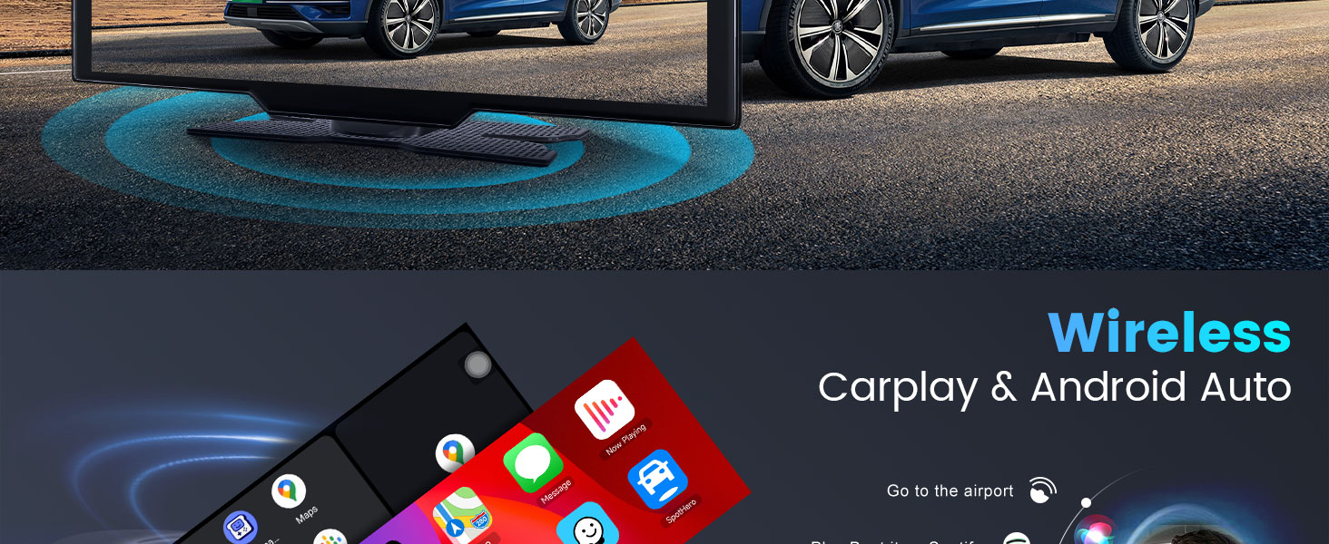 10,26-дюймовий автомобільний CarPlay/Android Auto радіоприймач з IPS-екраном, Bluetooth, навігацією, Mirror Link, підтримкою Siri/Google, TF/AUX-входом