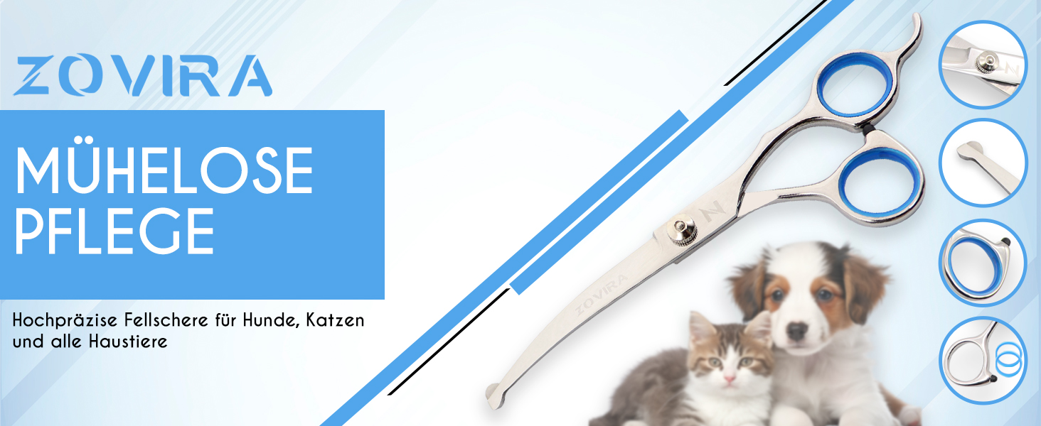 Набір для грумінгу собак та котів: професійні ножиці для стрижки та підстригання шерсті з шкіряною сумкою, нержавіюча сталь