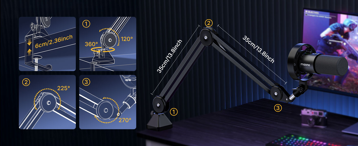 Мікрофон MAONO PD300XS для подкастів, стрімінгу та студійної звукозапису: динамічний XLR/USB мікрофон з шумозаглушенням, 192kHz-24Bit Hi-Fi