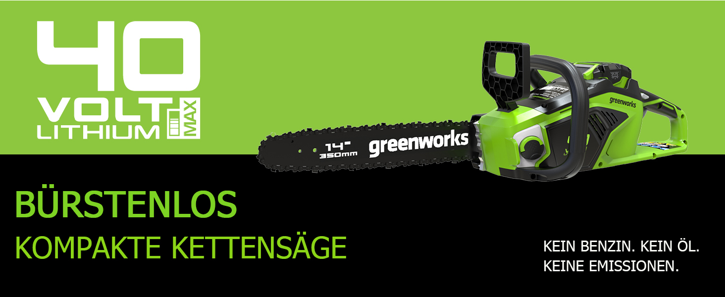 Акумуляторна ланцюгова пила Greenworks G40CS30II 40V, шина 30 см (12