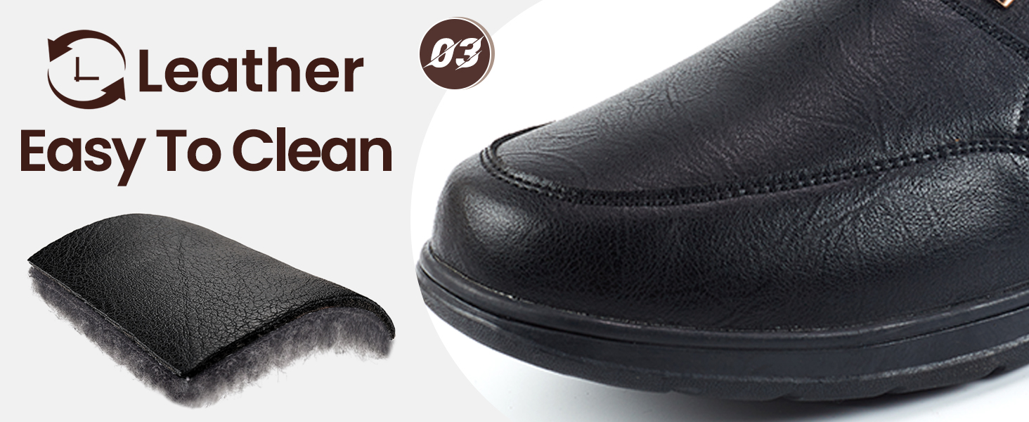 Чоловічі халапи шкіряні зимові теплі з плюшевою підкладкою, чорні, 40 EU