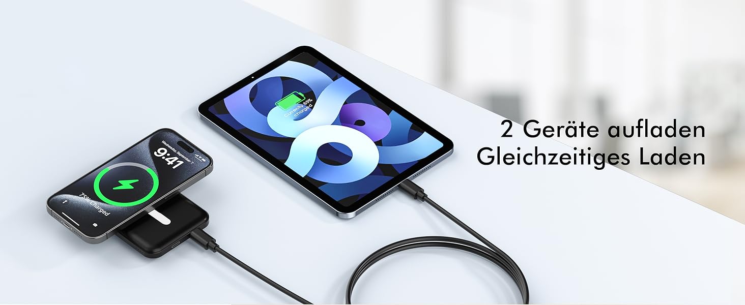 Power Bank MagSafe 5000mAh для iPhone: Швидка зарядка 20W, USB-C, Магнітне з'єднання, Сумісність з iPhone 17/16/15/14/13/12 - Чорний