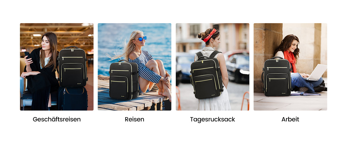 LOVEVOOK Рюкзак ручної поклажі, 40L, для ноутбука 17 дюймів, бежевий, для подорожей