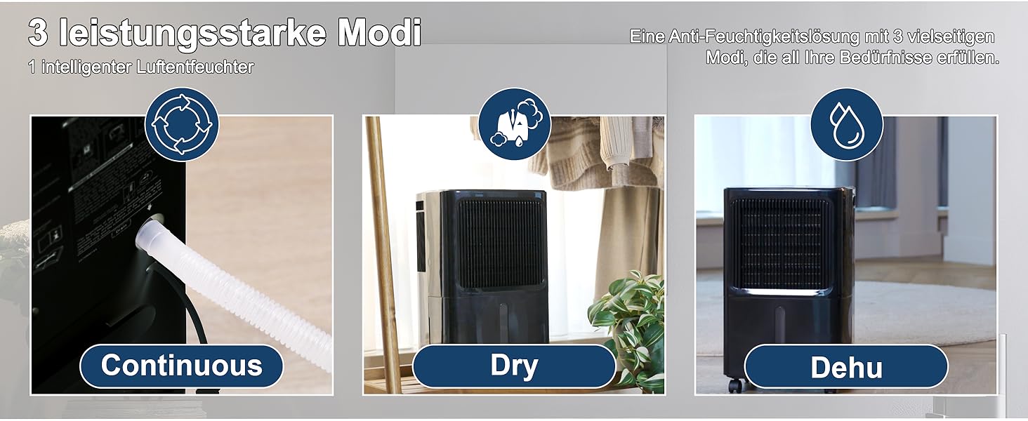 Зволожувач повітря Erikssøn з LED дисплеєм, таймером та захистом для дітей | видаляє 16 л вологи на добу | для приміщень до 140 м³ (70 м²) | енергоефективний зволожувач з датчиком вологості, білий (чорний)