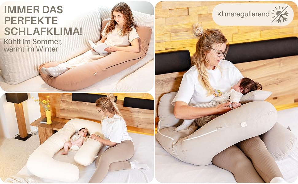 Подушка для вагітних та годування XL, Memory Foam, бавовняний чохол, бежева