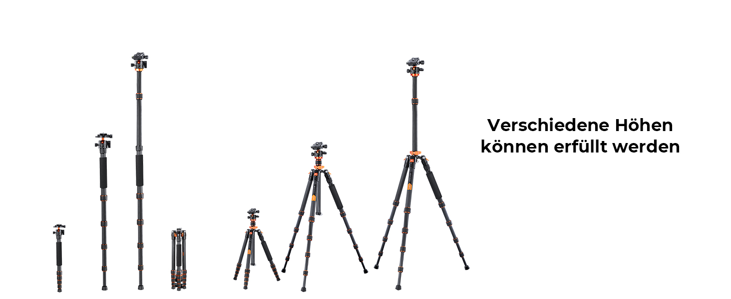 Штатив K&F Concept 172см з вуглецевого волокна, D255C4(SA255C1) - компактний штатив для камери/телефону, легкий трипод з функцією монопода, 1/4” гвинт, туристичний штатив з кульковою головкою 360° для DSLR, до 10кг