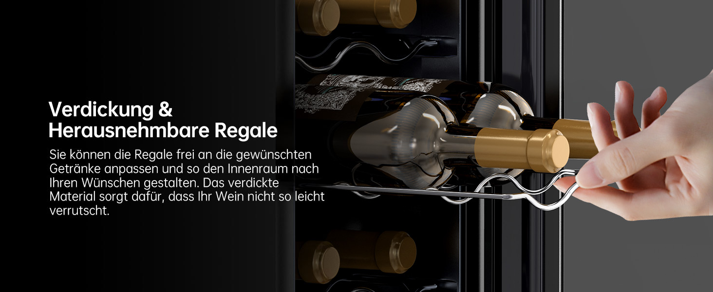 WIE 33 Liter Wine Fridge - 1 Zone Wine Cooler with Glass Door & LED Touch Panel - Mini Wine Refrigerator for 8 Bottles