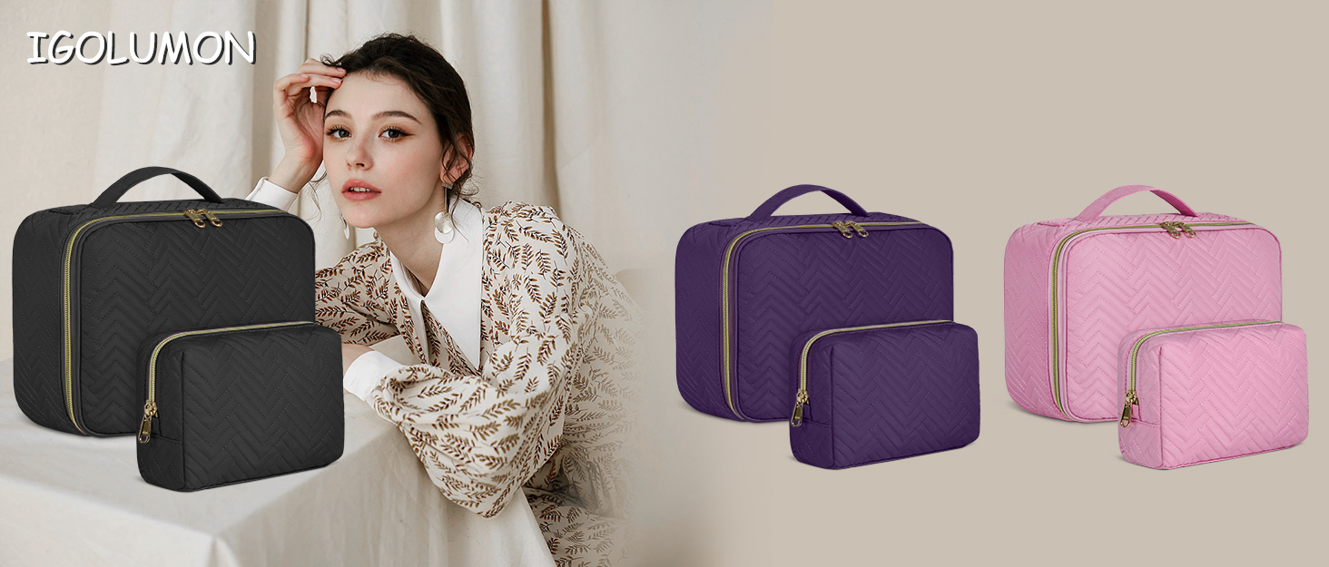 Косметичка-органайзер для косметики та аксесуарів IGOLUMON, 2 шт., чорна, для подорожей