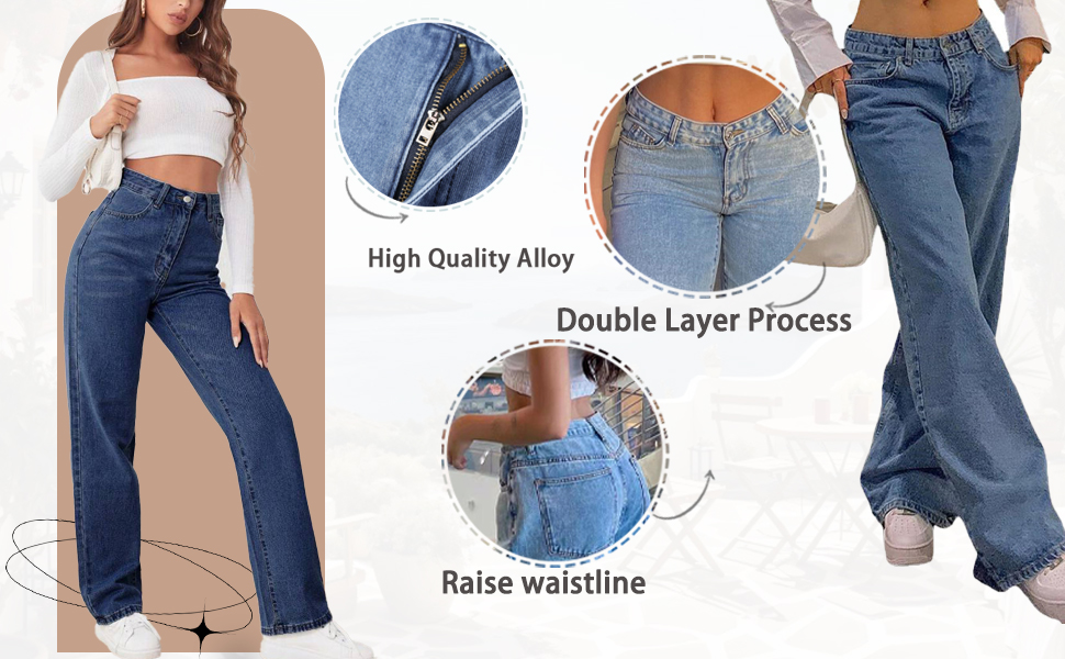 Джинси Mom Fit прямого крою, блакитні, вінтажний ефект, низька посадка, жіночі, Denim