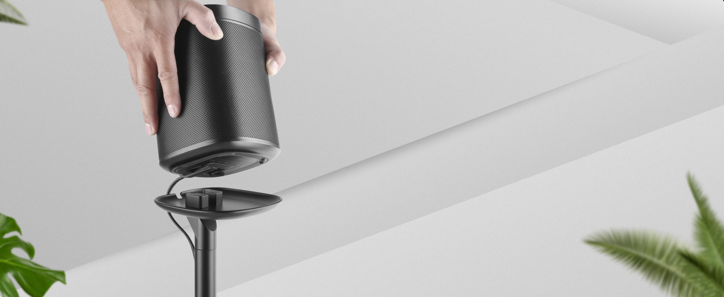 Підставка для колонок RICOO LH054-F (1 шт.) з кабельною організацією для Sonos One, One SL, Play:1. Стабільна підставка, бокс-фут, для колонок Sonos