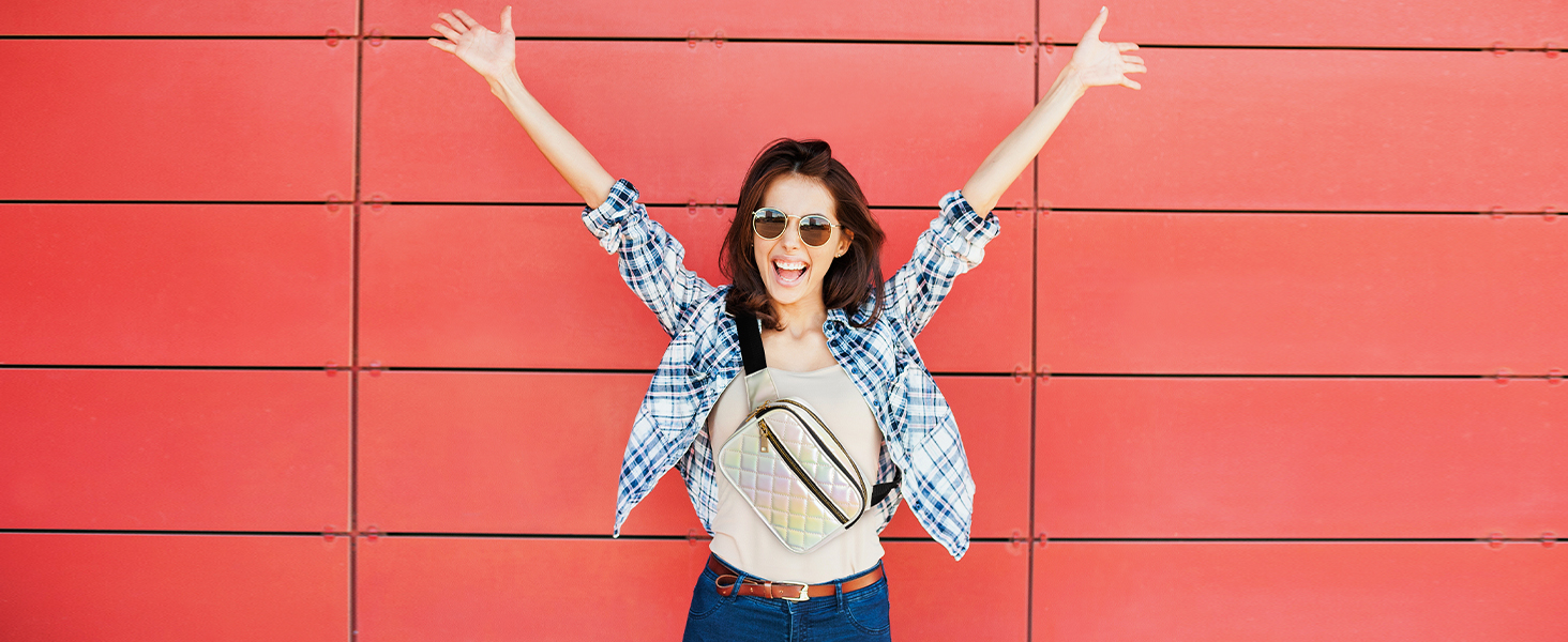 Жіноча бананка Jueachy: водонепроникна сумка через плече з ромбовим візерунком, 4 відділення на блискавці, для активного відпочинку та фестивалів