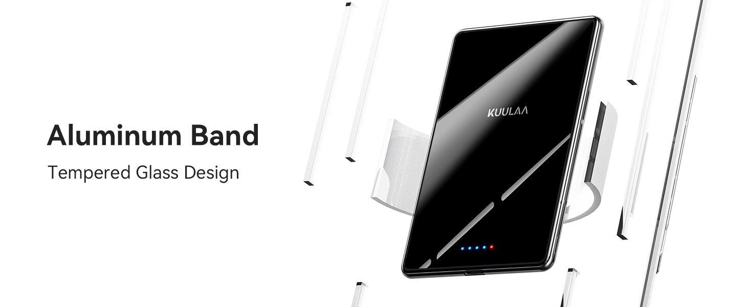 Power Bank Kuulaa Ultra Slim 5000 mAh з MagSafe, Type-C 20W, Швидка зарядка, 7.2 мм, для iPhone 16/15/14/13/12, чорний