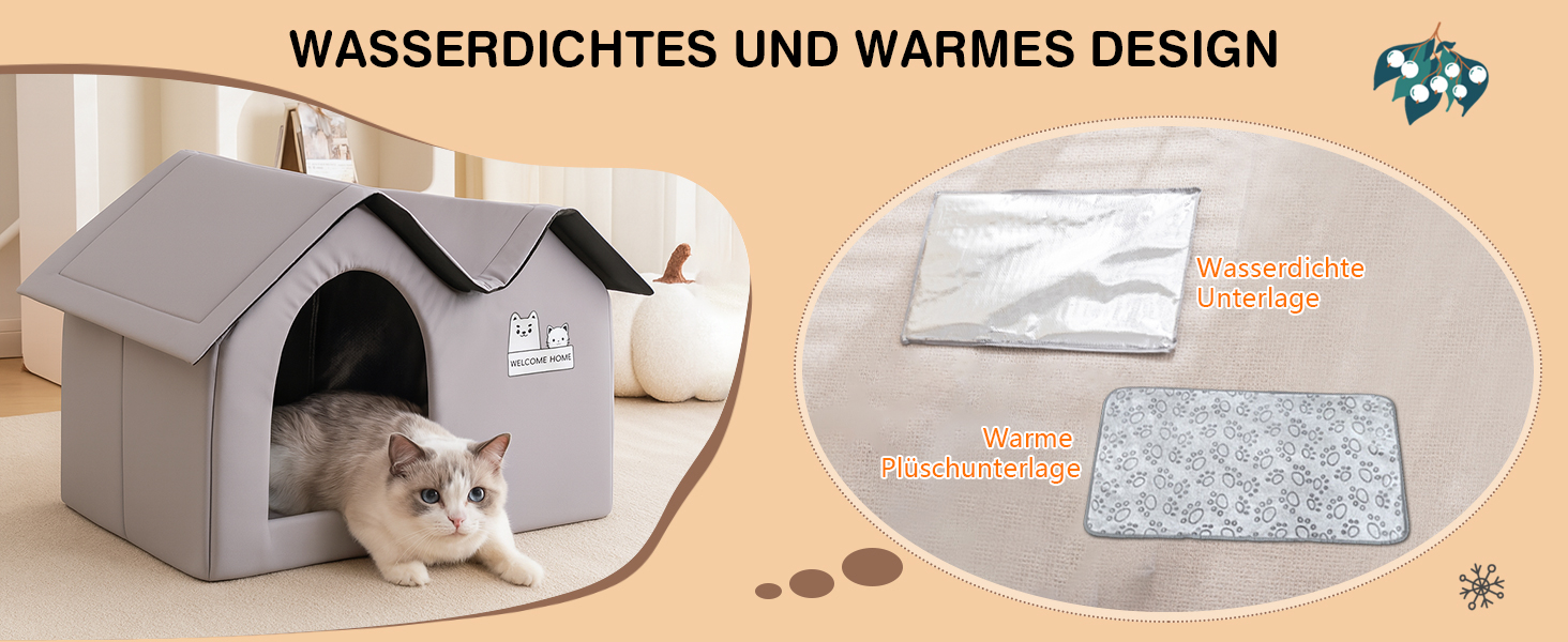 Зручне котяче будиночок ALLSOPETS для вулиці: водонепроникне собаче житло, тепле ізольоване притулок для тварин з подвійним дахом (чорний)