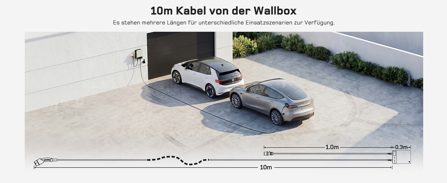 Wallbox 11 кВт з Wi-Fi та кабелем Type 2 7,5м, 3-фазне зарядне для електромобілів (BEV/PHEV), 6-16A, 400V, RCD Type A 30mA/DC 6mA, IP54, чорний. Зарядна станція для дому.