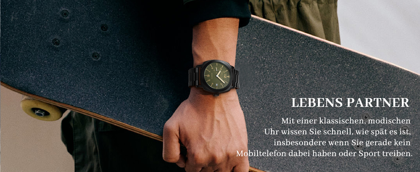 MEGALITH Годинник чоловічий Military, спортивний, Outdoor, водонепроникний з шкіряним ремінцем, сталевий корпус, велике циферблат, свідовий календар, аналоговий кварцовий годинник для чоловіків, дизайн (A-1 Срібло/Блакитний)