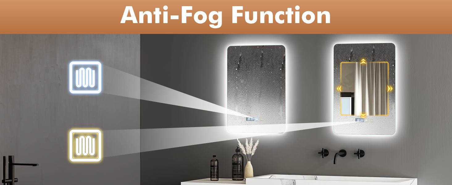 Дзеркало для ванної кімнати Viugreum з підсвічуванням 50x75 см, овальне LED дзеркало для ванної, диммування, 3 кольори світла, проти запотівання, годинник, сенсорна кнопка, дзеркало з LED підсвічуванням для ванної кімнати, вітальні (50x70 см)