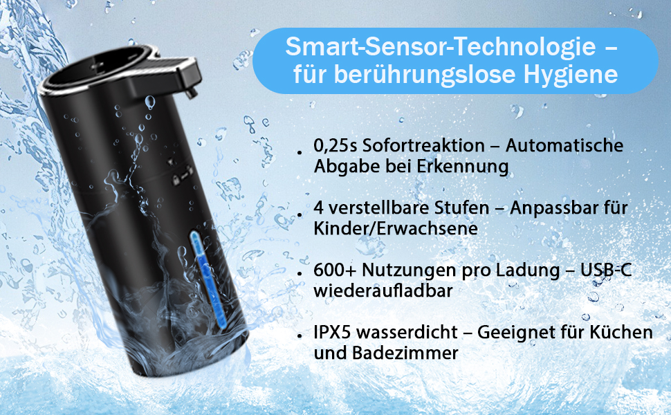 Автоматичний дозатор мила на стіну, сенсорний, 400 мл, USB, акумулятор 1800 mAh, для ванної, кухні, офісу (Білий). Підтримка чорного кольору та піни.