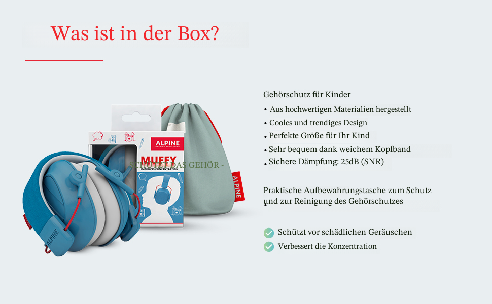 Дитячі навушники для захисту від шуму Alpine Muffy – комфортний захист вух для дітей до 16 років, регульоване наголов'я (чорний)