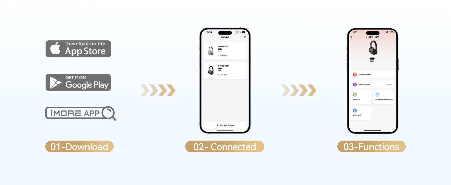 Навушники 1MORE SonoFlow з активним шумозаглушенням, Bluetooth, LDAC, 70 годин, Over-Ear (Чорний)