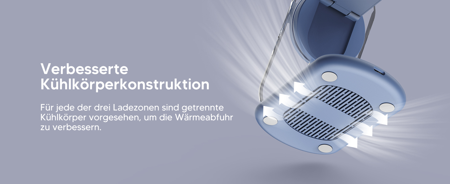 Підставка для зарядки MagSafe 3-в-1 для iPhone 17/16/15/14/13/12 Pro Max/Air/Plus/Pro та Apple Watch 10/9, AirPods 3/2/Pro (блакитна)