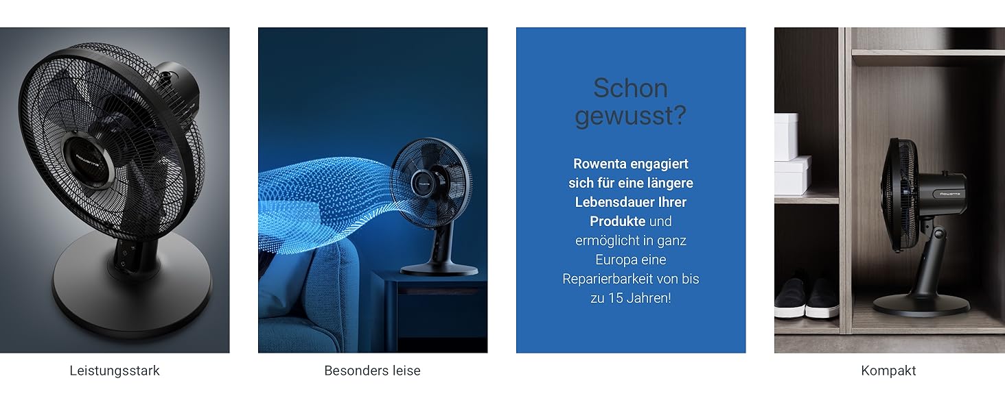 Вентилятор Rowenta Turbo Silence Extreme+ - тихий, потужний, 4 швидкості, автоматичне гойдання, білий, VU2731