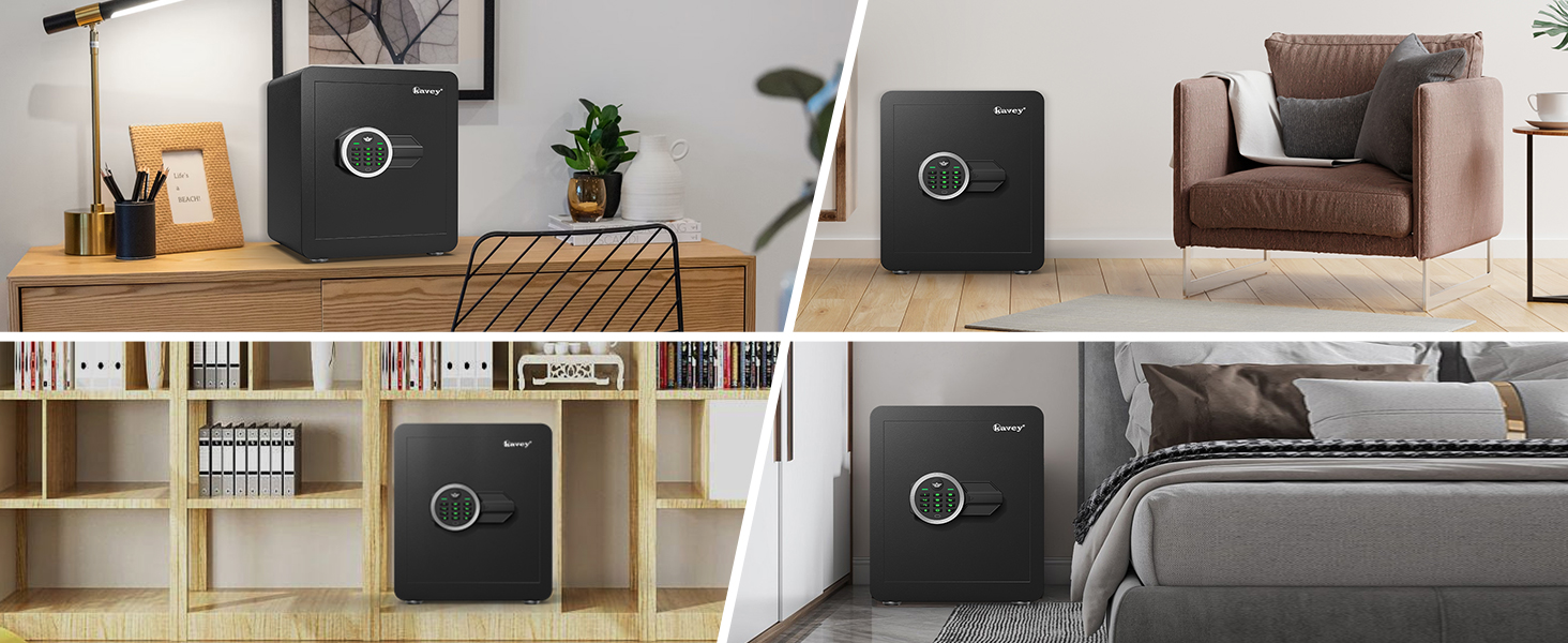 Сейф Kavey 42L з цифровим замком та подвійним сигналом тривоги, з LED-підсвіткою та висувним ящиком