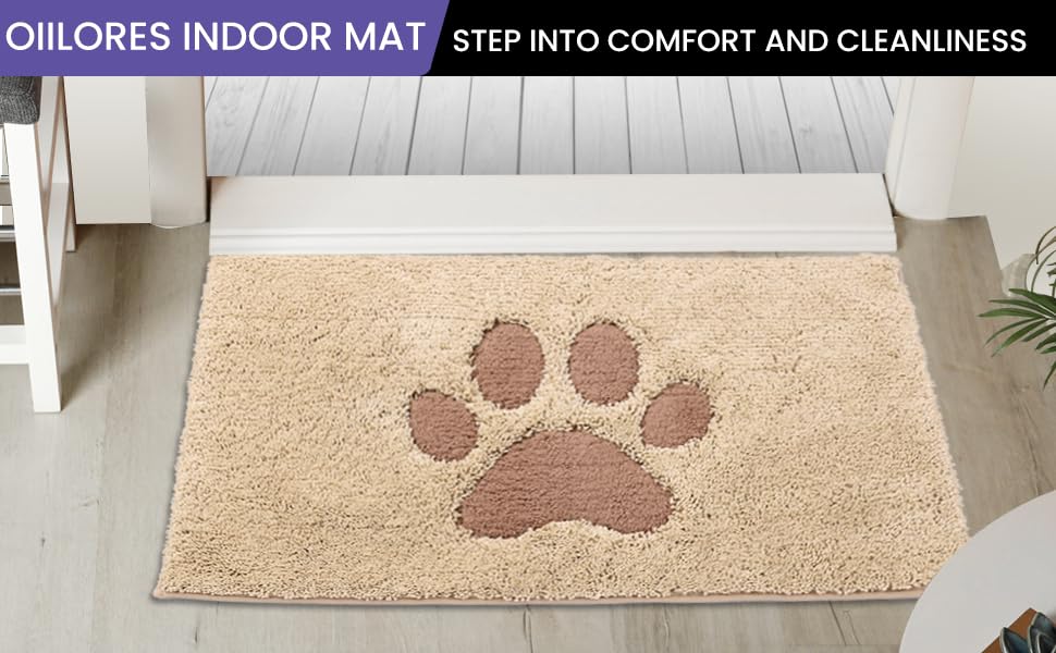 Килимок для дому 50x80 см, антиковзаючий, миючий, низький профіль, супер вбираючий, для брудних лап собак, бежевий