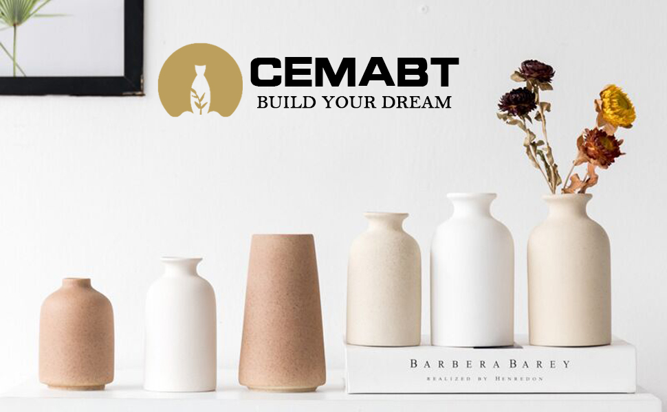 Керамічні вази CEMABT, набір 3 шт. для декору, сучасний рустикальний стиль, ідеально для сухоцвітів та пампасной трави, декор полиць, столів, камінів