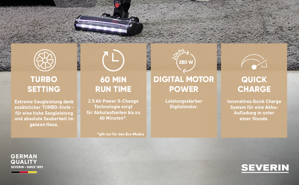 SEVERIN SEPURO акумуляторний ручний та стійковий пилосос з інноваційною технологією пилозбірників та акумулятором Einhell Power, бездротовий пилосос з мішком для алергіків, акумуляторний пилосос, HV 7185 (безмішковий варіант)