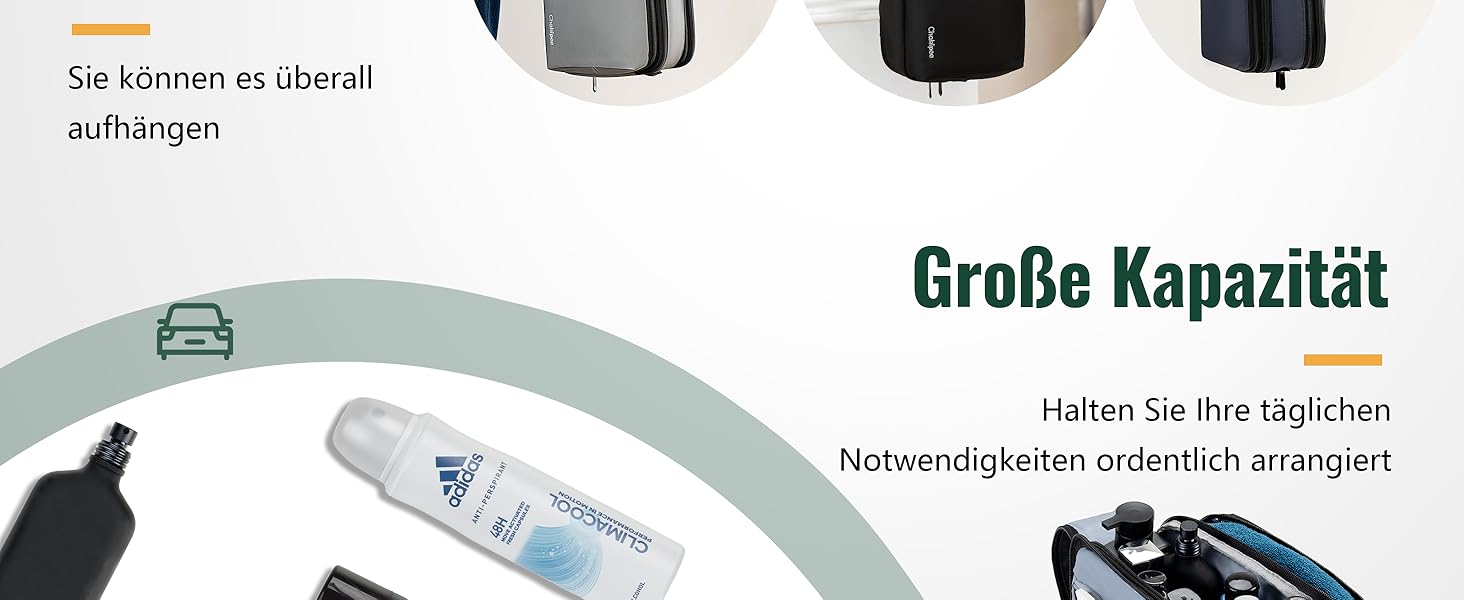 Чоловіча дорожня косметичка Kulturbeutel, водонепроникна косметичка для подорожей, чорна, M