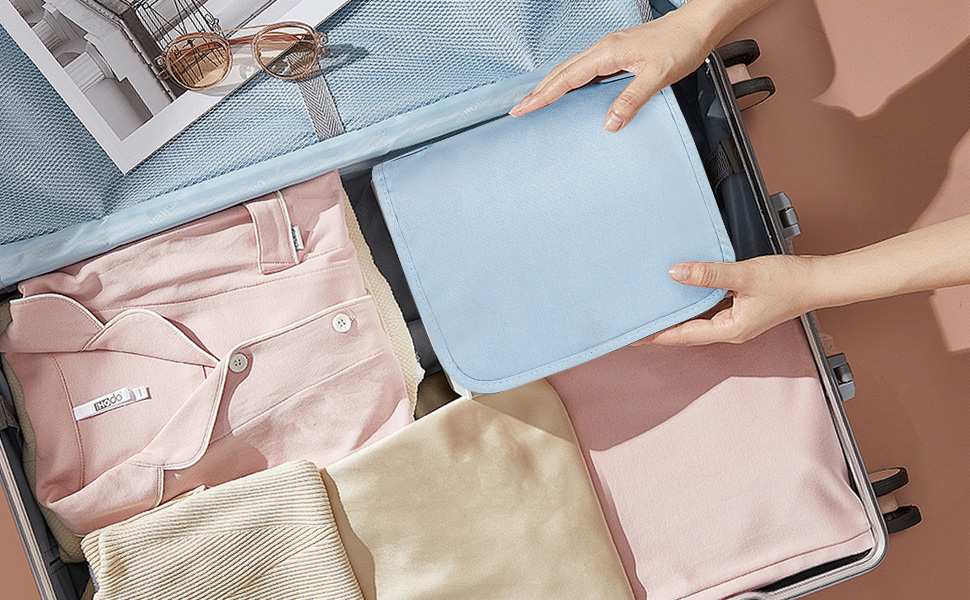 Kulturbeutel AiQInu: Розкладна косметичка-органайзер для подорожей з гачком, унісекс, блакитна