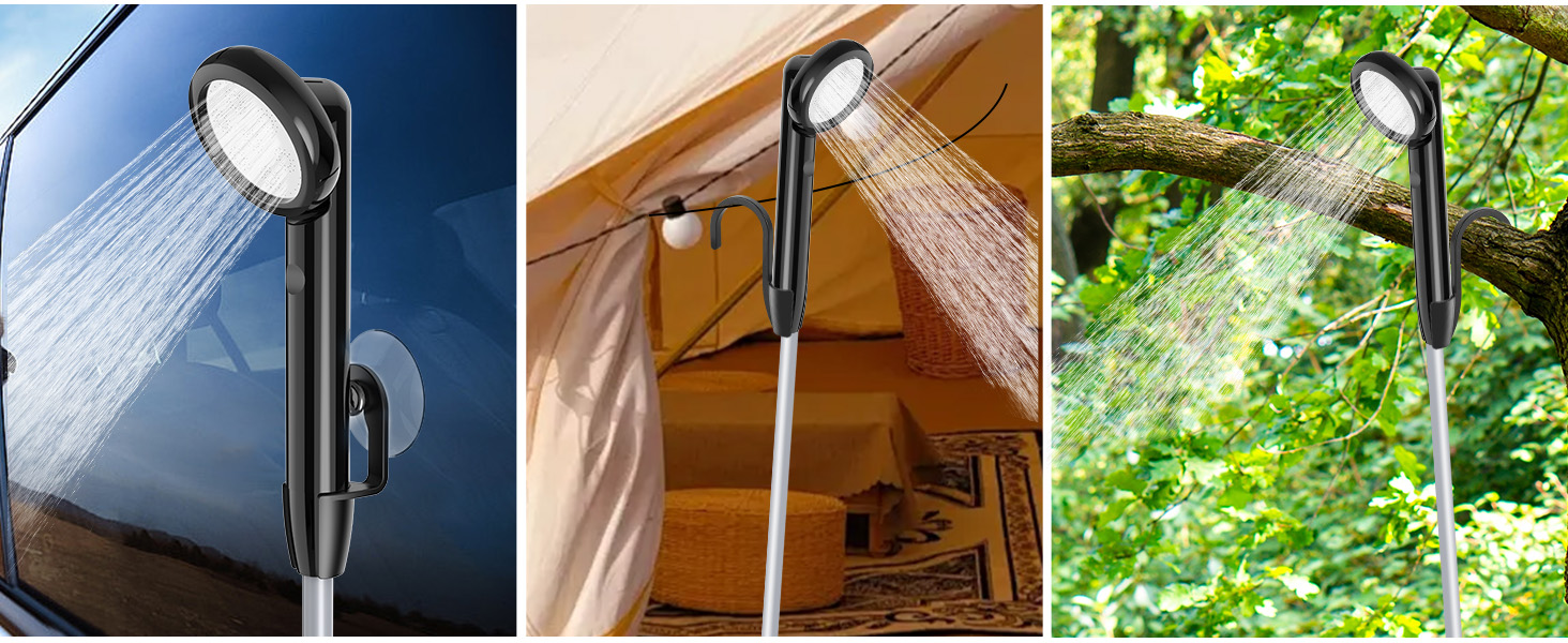 Портативна кемпінгова душова кабіна Forever Speed з акумулятором та шлангом 2м. Підходить для відпочинку на природі, миття авто, пляжу та подорожей.