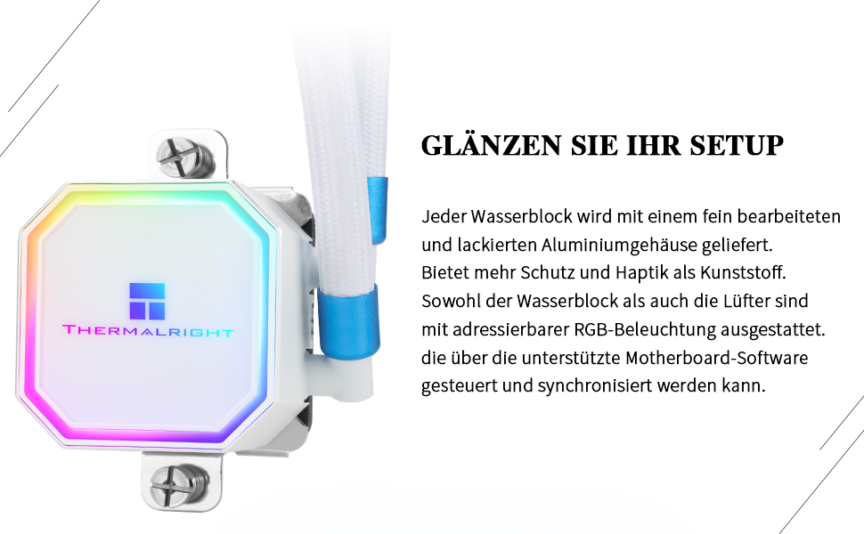 Система рідинного охолодження процесора Thermalright Frozen Prism 360 White ARGB, 360мм, 3 PWM вентилятори, для Intel LGA1700/1851 та AMD AM4/AM5, Білий