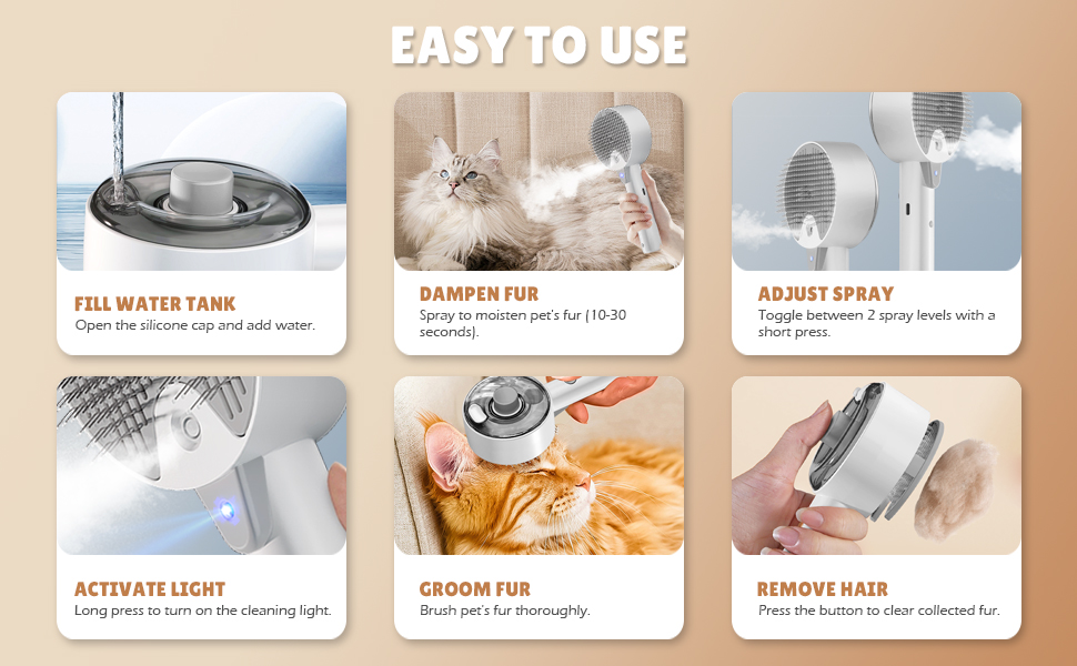 Бурштук для котів з парою 4-в-1, для видалення шерсті, для котів та собак (білий, сірий)