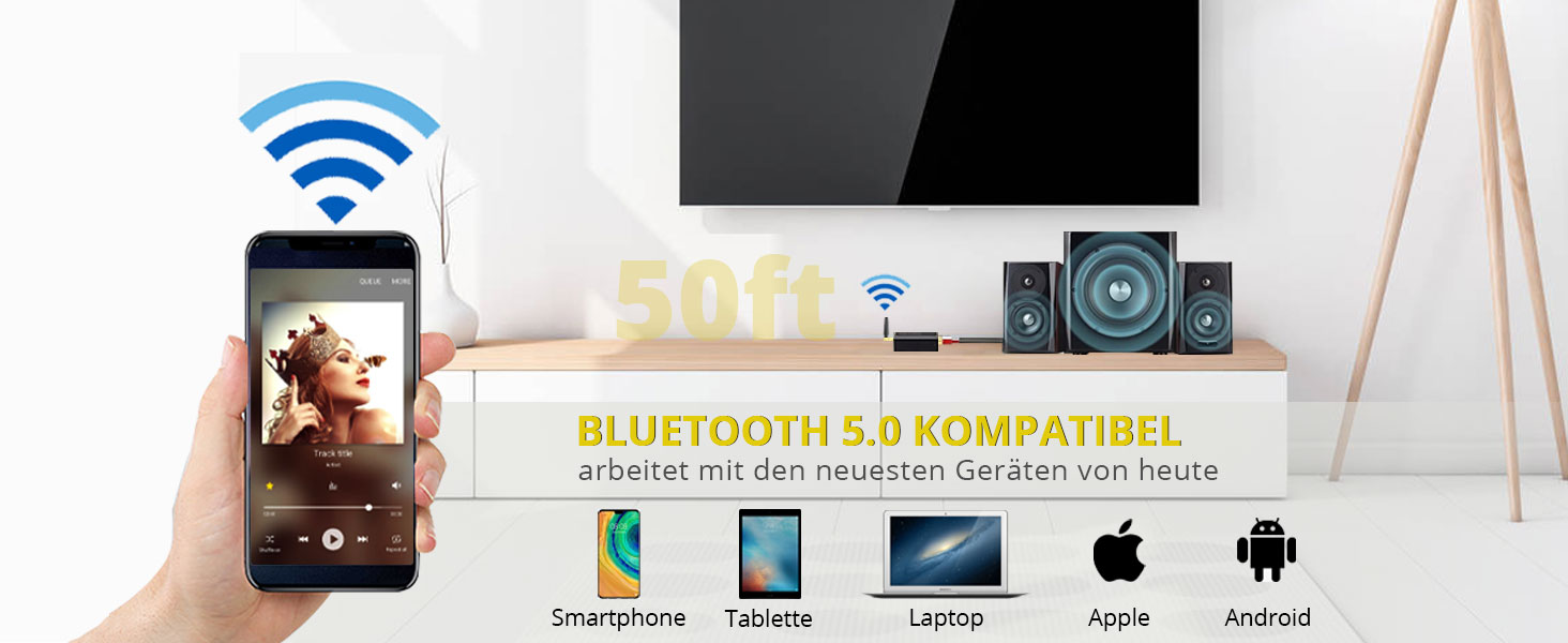 Bluetooth аудіоприймач PROZOR DAC: перетворювач з оптичним входом, Aux/RCA, регулювання гучності