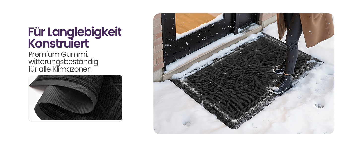 Килимок для дому та вулиці DEXI, 90 x 150 см, чорний, антиковзаючі, миється, для входу, балкону, тераси