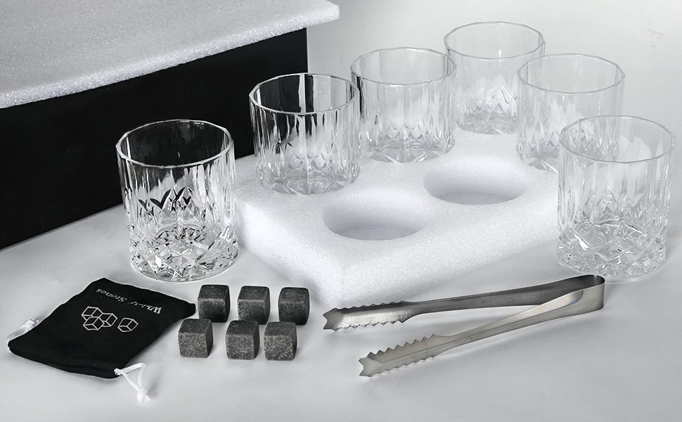 Набір склянок для віскі (6 шт.), 300 мл, кришталеві, для бурбону, бренді, рому, коктейлів, для дому, бару, вечірки, прозорі