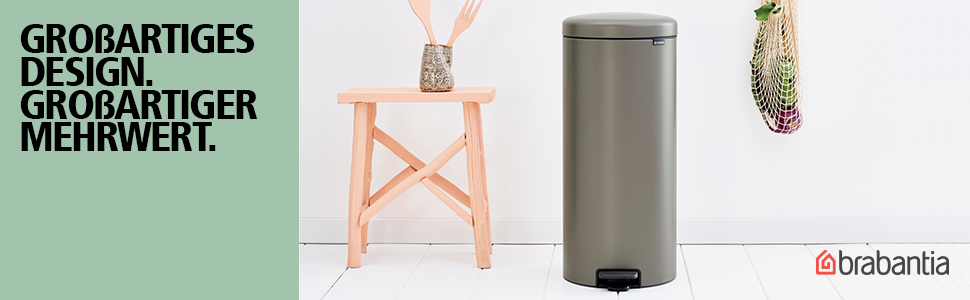 Відро Brabantia з педальним механізмом, 30 літрів, Platinum (з пластиковим вкладишем)