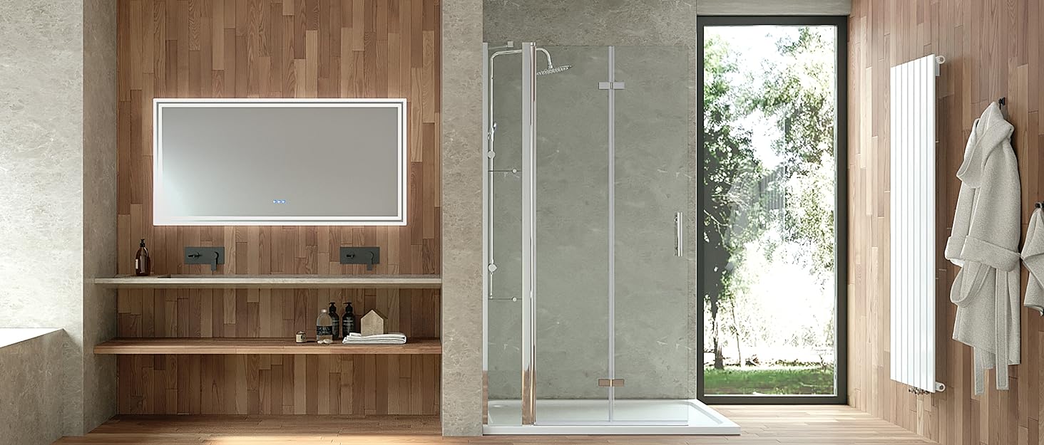 Дзеркальна шафа для ванної кімнати AQUABATOS з розеткою та підсвічуванням LED, 50x70 см, шафа для ванної кімнати, дзеркало з інфрачервовим датчиком, регульоване освітлення, антизапар, холодний білий колір світла, алюмінієва шафа, двостороннє дзеркало