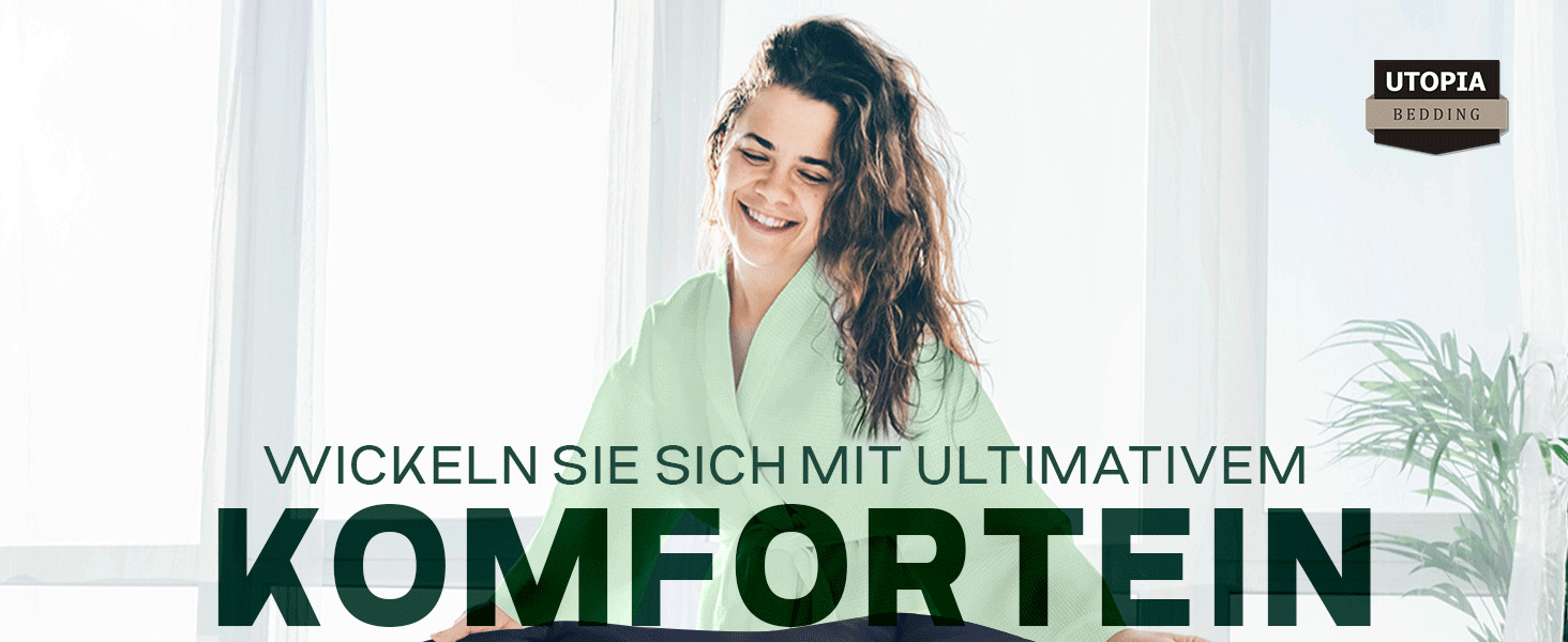 Ковдра Utopia Bedding, 180x200 см, Marineblau, 370 GSM, дихаюча, тепла та м'яка | Ковдра для всієї родини