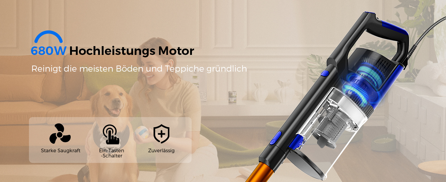 Потужний пилосос Con XL-606-60: 60KPa, 680W, 7м, контейнер 800мл, для твердих поверхонь, помаранчевий