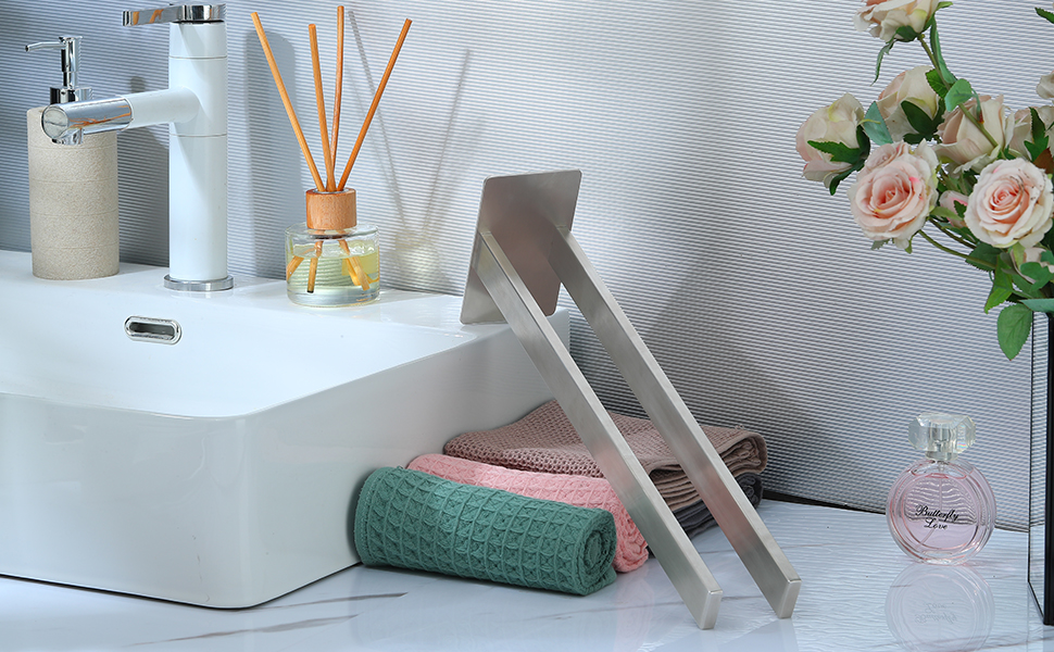 Тримач для рушників на стіну, нержавіюча сталь, без свердління, подвійний, срібний | Handtuchhalter