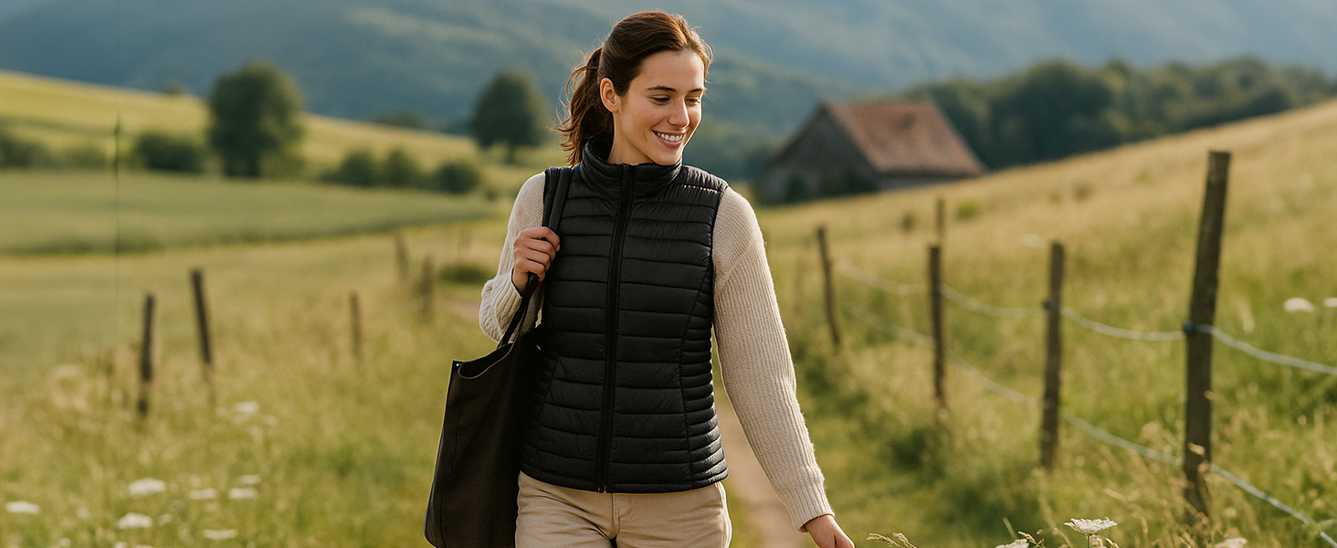 Обогревна жилетка для жінок SZNX з акумулятором – Електрична жилетка з 6 зонами обігріву та 3 рівнями нагріву – Тепла жилетка для зими, активного відпочинку, повсякденного носіння та офісу