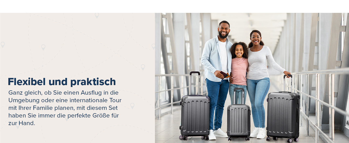 Валіза ручної поклажі TRVLMORE 54x36x20 см - жорсткий корпус, з колесами, сірий (колекція 3 шт.)