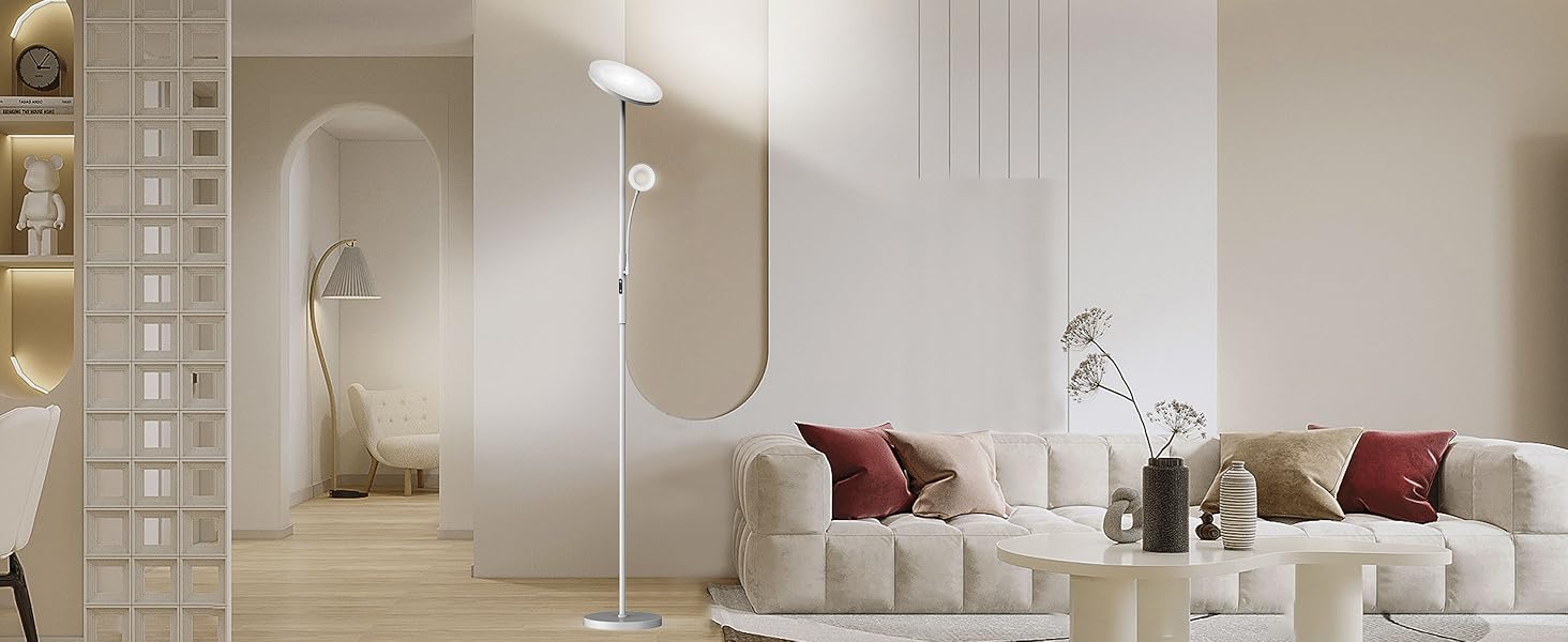 LED-підлогова лампа Modlicht 35W з регулюванням яскравості, чорна, 4200LM, з пультом та сенсорним керуванням, 3000-6000K, для вітальні, спальні, офісу
