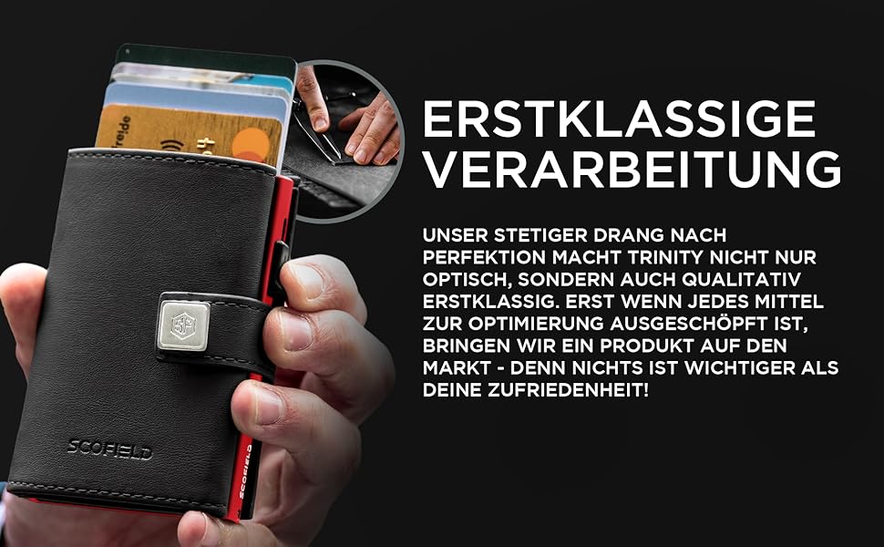 Чоловічий гаманець SF SCOFIELD з відділом для монет | Тонкий гаманець на 9-11 карт | RFID захист | Гаманець для чоловіків | Smart гаманець | Чоловіче портмоне | Чорний - Вогняно-червоний | Мюнцфах Max