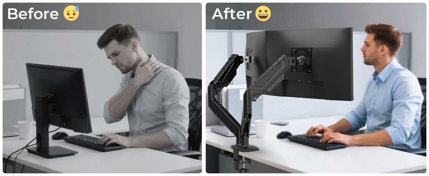 Підставка для монітора BONTEC для 2 моніторів, 14-34 дюйми, газліфт, VESA 75/100, регульована, поворотна, 360°, ергономічна, з кабелеуправлінням, для дому/офісу та геймінгу