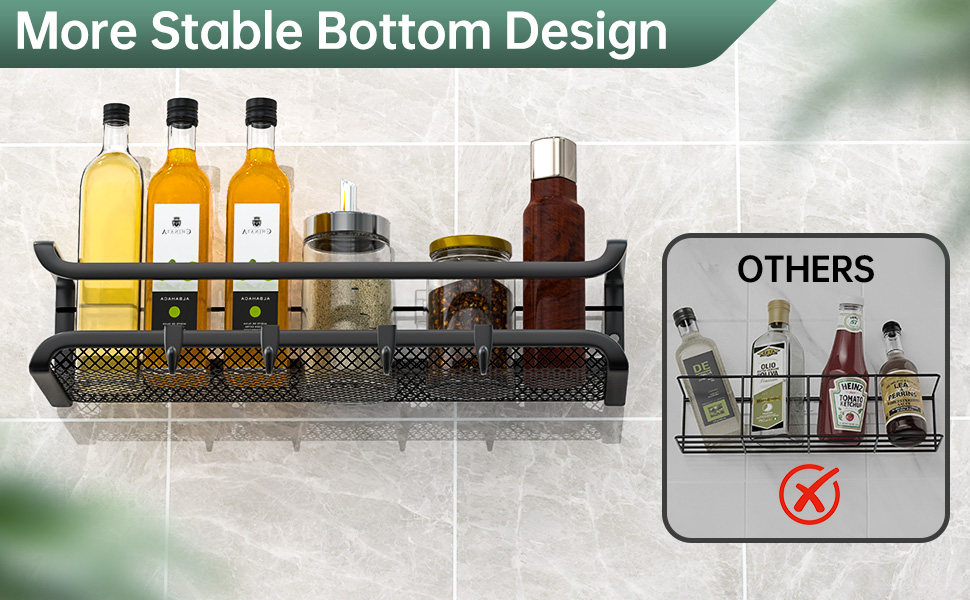 Настінна полиця для спецій, 4 шт. Організатор для спецій з рухомими гачками, полиця для спецій на кріпленнях (клей/шурупи), металева, для кухні та шафи