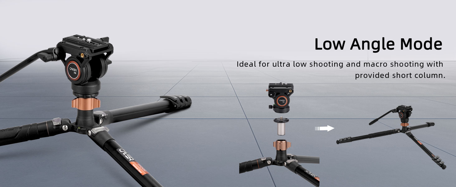 Штатив відео Cayer FP2450 з плинною головкою, 75 дюймів, алюміній, 4 секції, компактний, перетворюється на монопод, для DSLR, до 6 кг